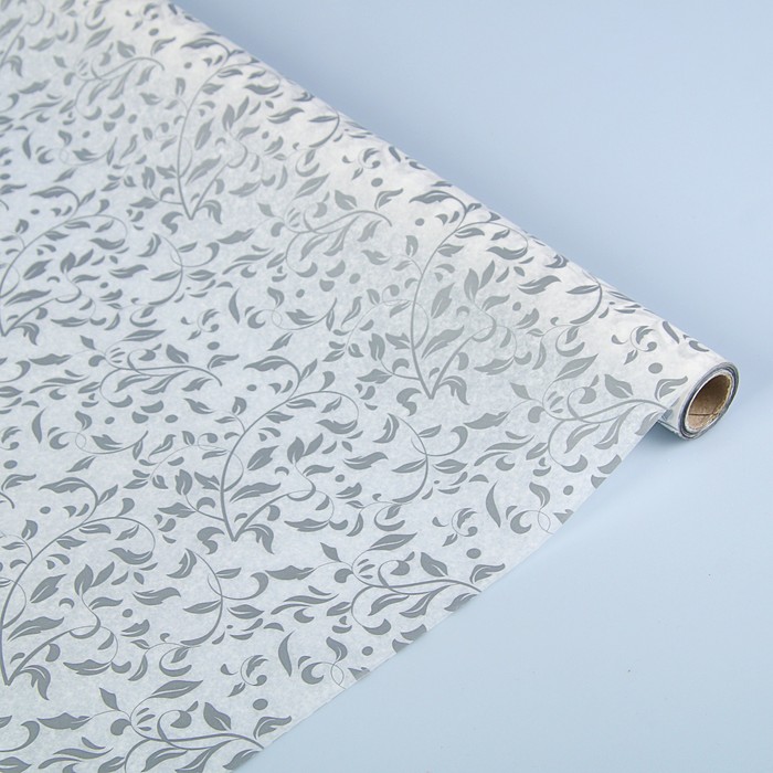 Пергамент флористический вощеный "Вьюнок", серебро, 0,5 х 10 м