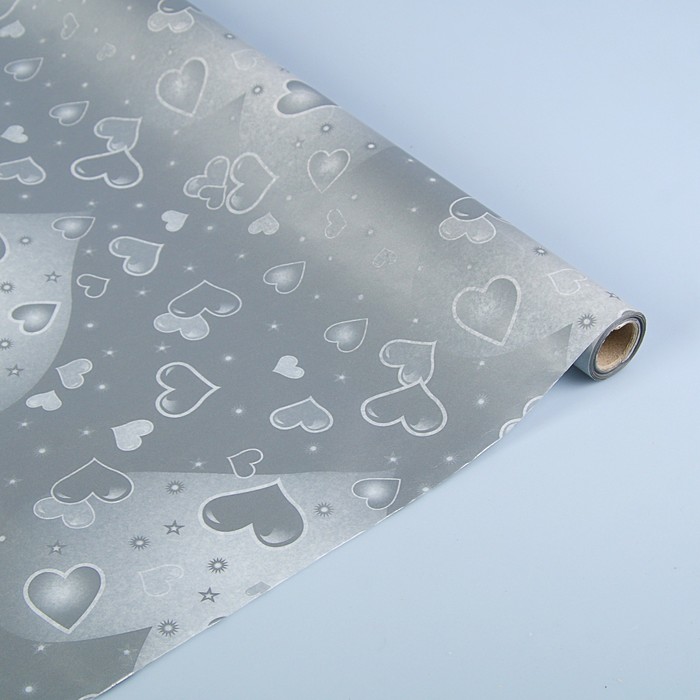 Пергамент флористический вощеный "Влюбленность", серебро, 0,5 х 10 м