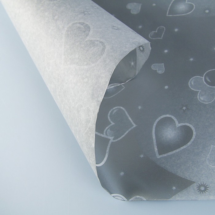 Пергамент флористический вощеный "Влюбленность", серебро, 0,5 х 10 м