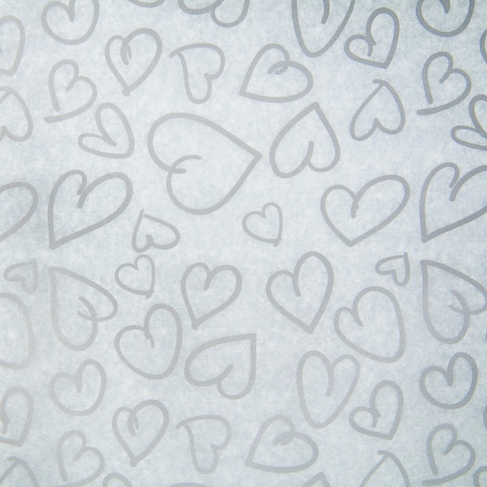 Пергамент флористический вощеный "Сердца", серебро, 0,5 х 10 м