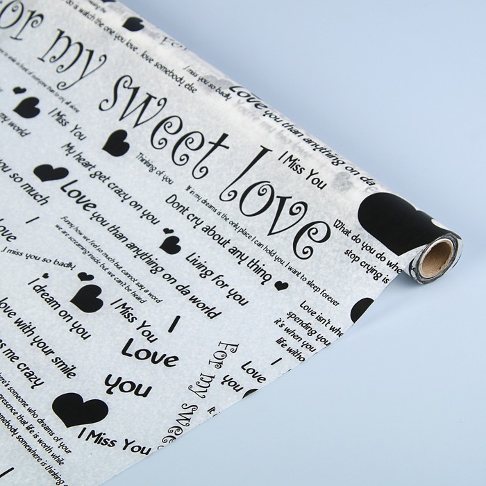 Пергамент флористический вощеный "Письмо о любви", 0,5 х 10 м