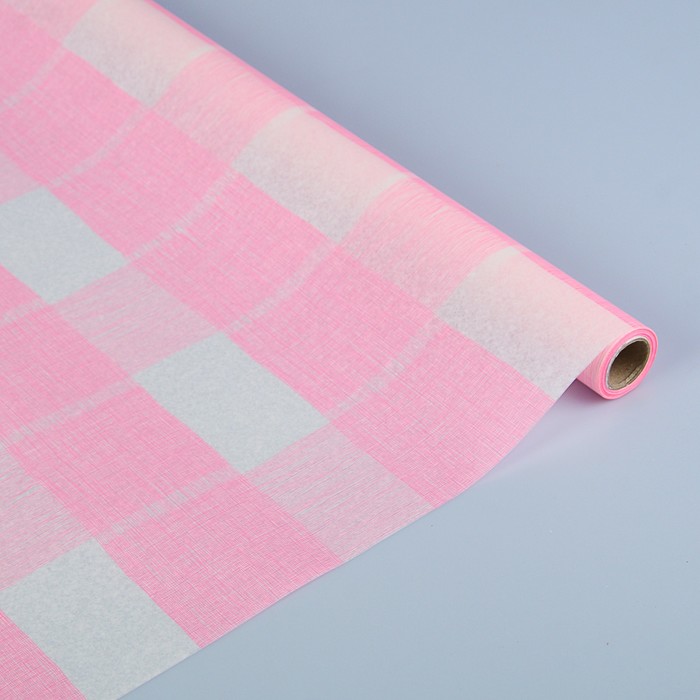 Пергамент флористический вощеный "Тартан", ярко-розовый, 0,5 х 10 м