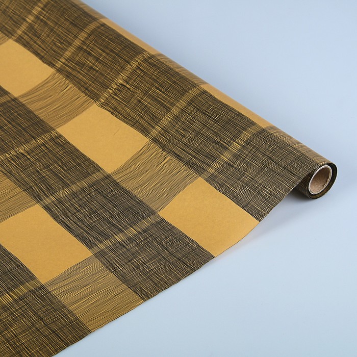 Пергамент флористический вощеный "Тартан", крафт основа, 0,5 х 10 м