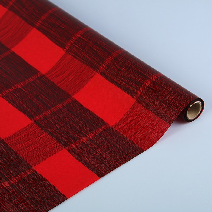 Пергамент флористический вощеный "Тартан", красная основа, 0,5 х 10 м