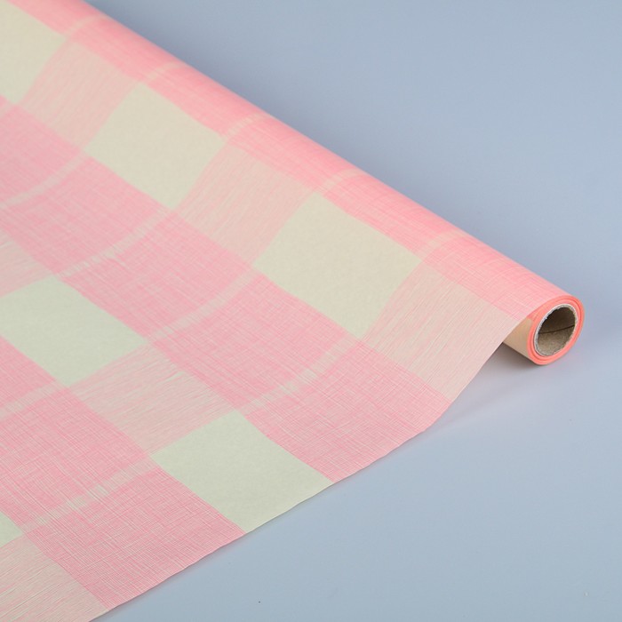 Пергамент флористический вощеный "Тартан", розовый, 0,5 х 10 м