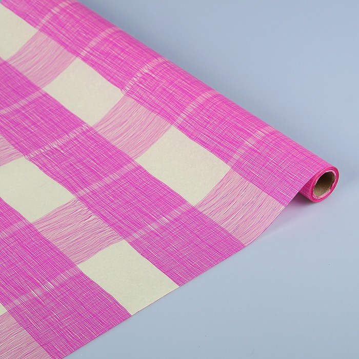 Пергамент флористический вощеный "Тартан", фуксия, 0,5 х 10 м