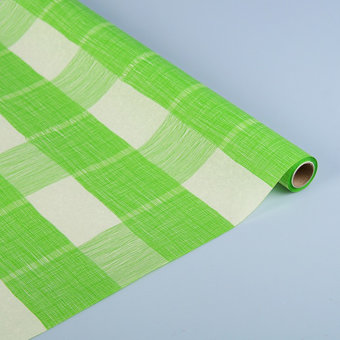 Пергамент флористический вощеный "Тартан", зеленое яблоко, 0,5 х 10 м