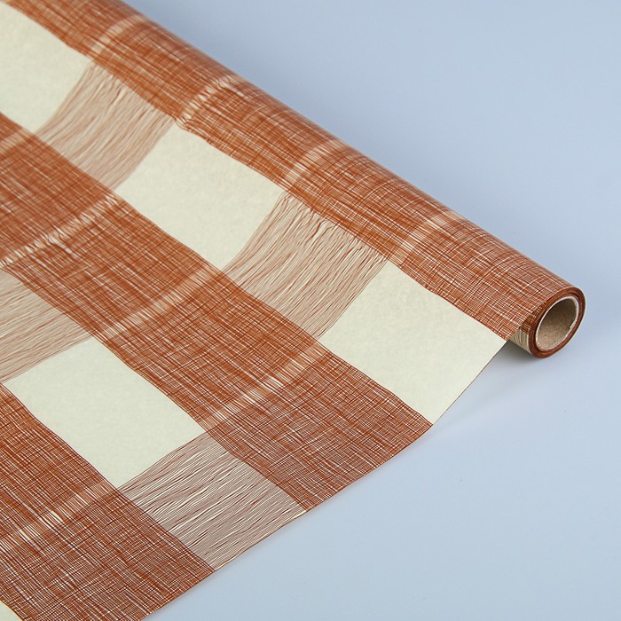 Пергамент флористический вощеный "Тартан", молочный шоколад, 0,5 х 10 м