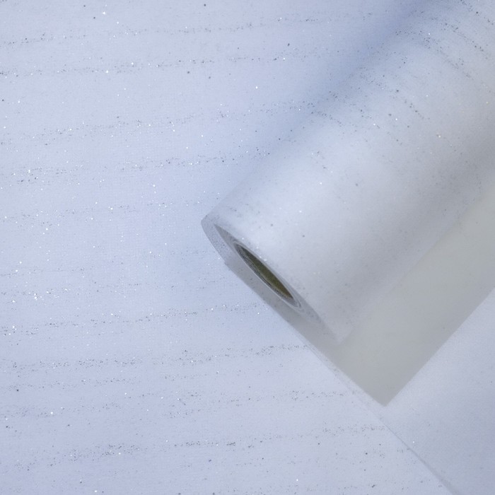 Фетр с блестками белый, 0,5 х 10 м