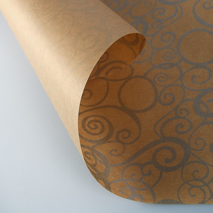 Бумага упаковочная крафт "Серебряный узор", 0,5 х 10 м