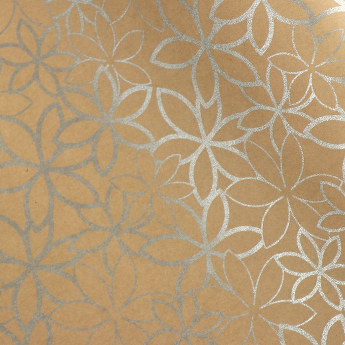 Бумага упаковочная крафт "Серебряный цветок", 0,5 х 10 м