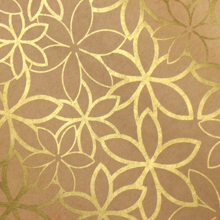 Бумага упаковочная крафт "Золотой цветок", 0,5 х 10 м