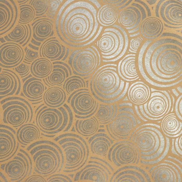 Бумага упаковочная крафт "Серебряные круги", 0,5 х 10 м