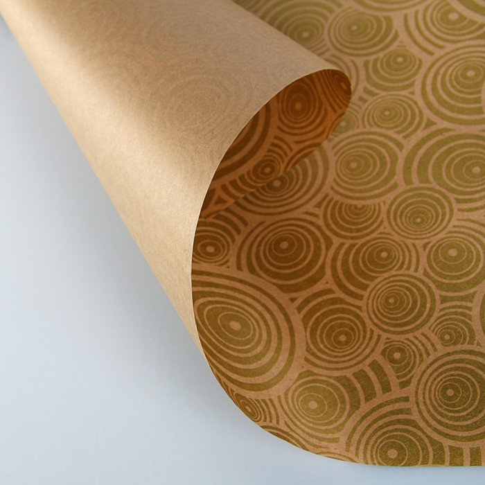 Бумага упаковочная крафт "Золотые круги", 0,5 х 10 м
