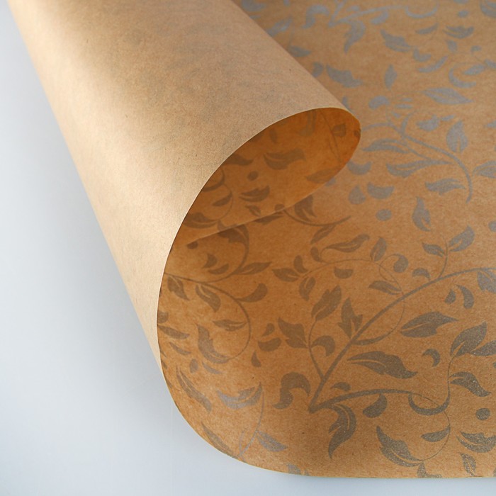 Бумага упаковочная крафт "Серебряный вьюнок", 0,5 х 10 м