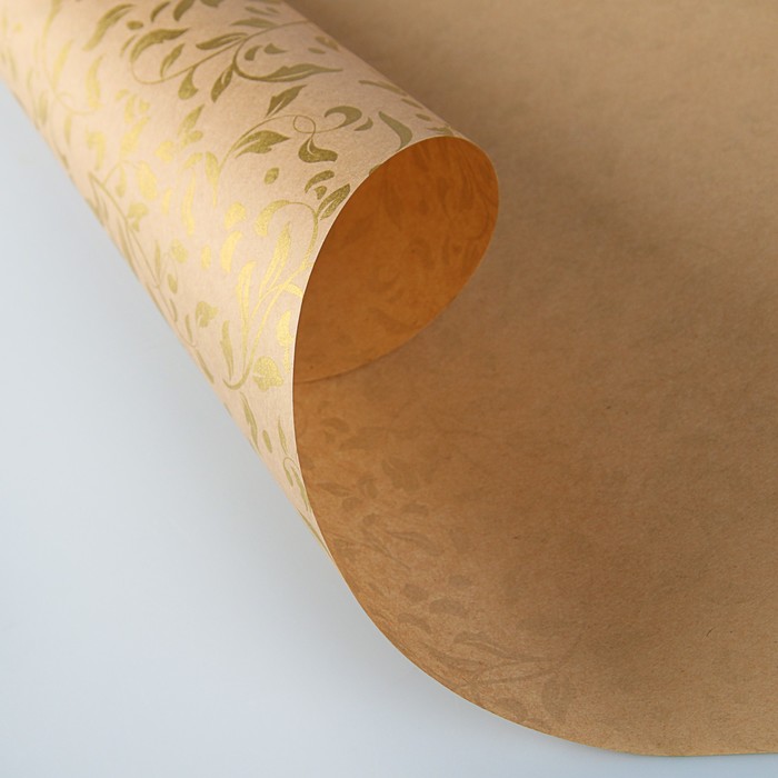 Бумага упаковочная крафт "Золотой вьюнок", 0,5 х 10 м