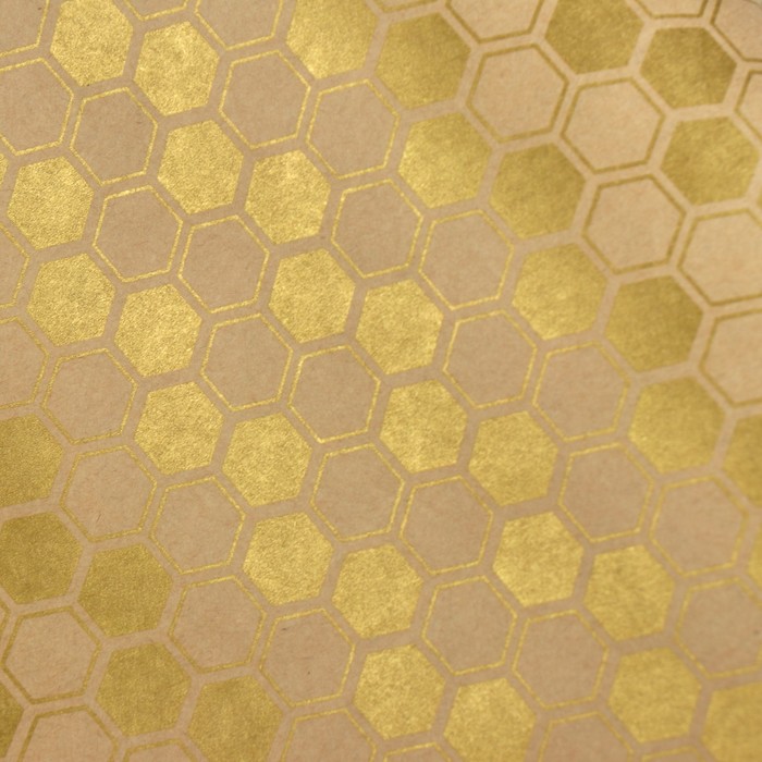 Бумага упаковочная крафт "Золотые соты", 0,5 х 10 м