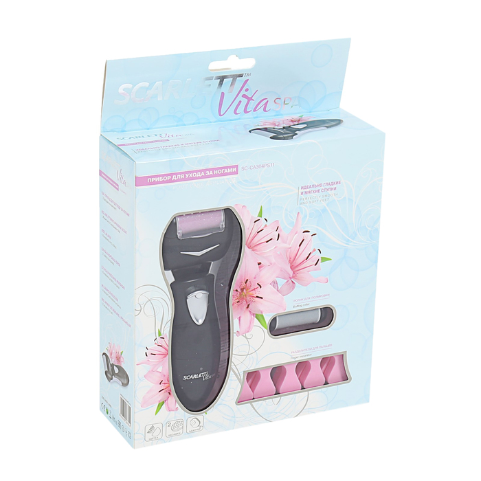 Прибор по уходу за ногами Scarlett SC-CA304PS11, работа от аккумулятора, черный