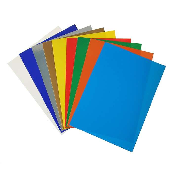 Картон цветной А4, 10 листов, 10 цветов MAZARI Волшебный золото и серебро, плотность 230г/м2, мелованный, в папке