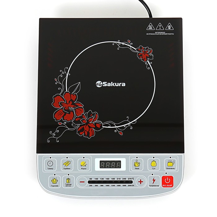 Плитка индукционная Sakura SA-7154FM, 2000 Вт, 1 конфорка, 7 режимов, чёрно-серая