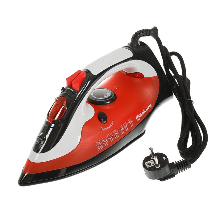 Утюг Sakura SA-3003CRB, 2400 Вт, керамическая подошва, черно-красный