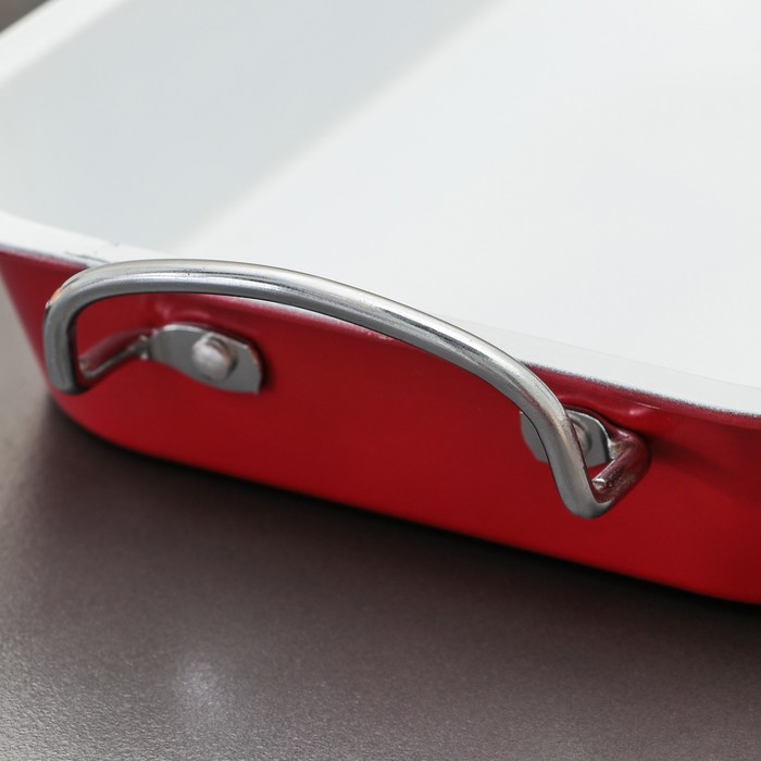 Форма для выпечки с керам покрытием "Прямоугольник. Флёри" с ручками 22х32х4 смУЦЕНКА