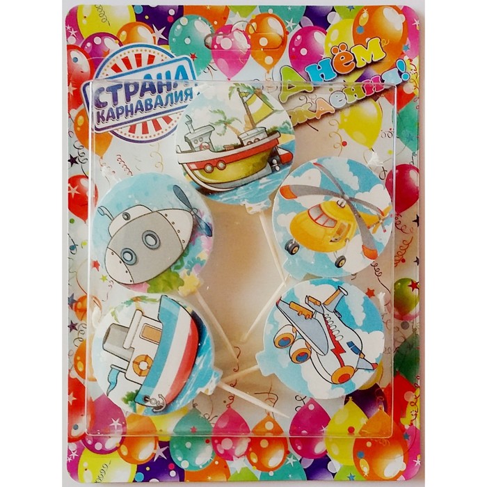 Набор свечей в торт "Путешествия", 5 шт