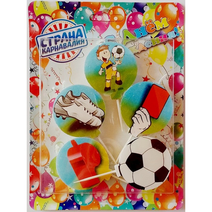 Набор свечей в торт "Футбол", 5 шт