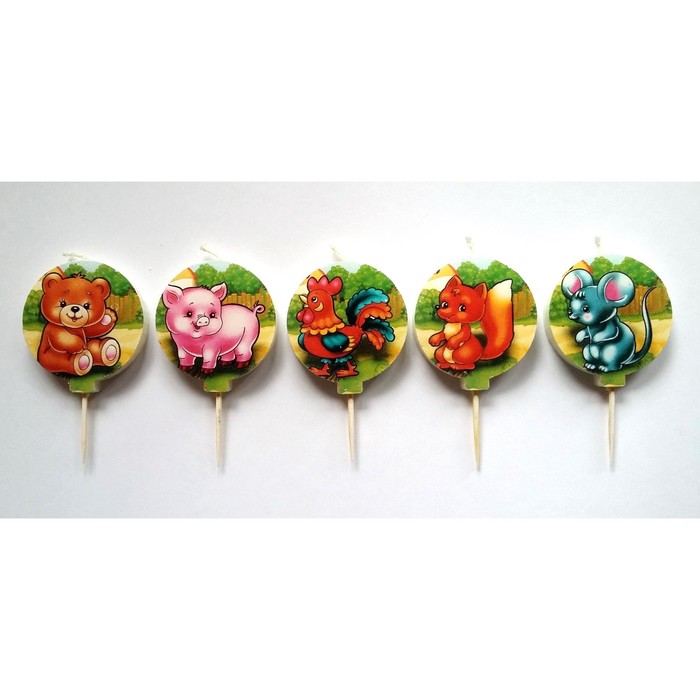 Набор свечей в торт "Мои друзья — зверята", 5 шт