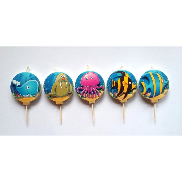 Набор свечей в торт &quot;Морские жители&quot;, 5 шт