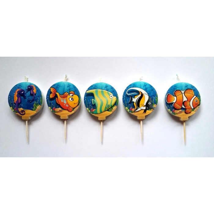 Набор свечей в торт "Рыбки", 5 шт