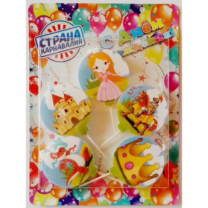 Набор свечей в торт &quot;Рыцарь и Принцесса&quot;, 5 шт