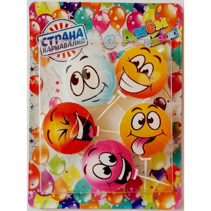 Набор свечей в торт &quot;Смайлики&quot;, 5 шт