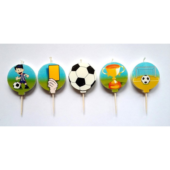 Набор свечей в торт "Кубок по футболу", 5 шт
