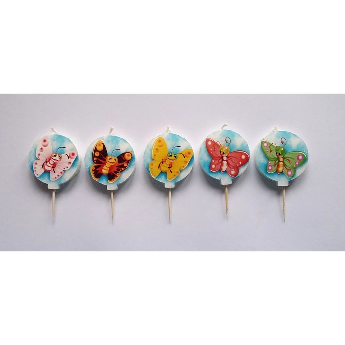 Набор свечей в торт "Бабочки", 5 шт