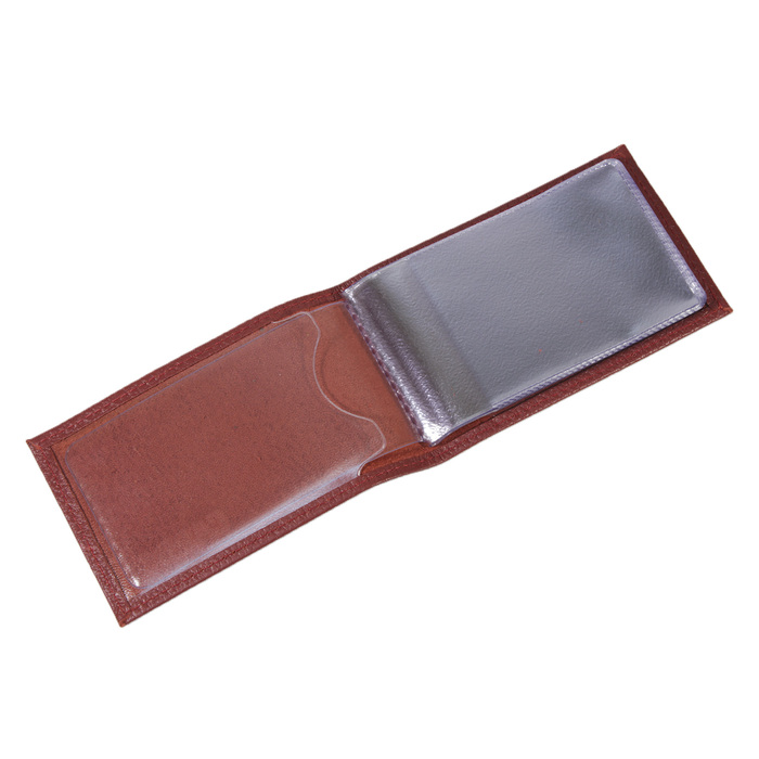 Визитница, без застёжки, натуральная кожа, 1 ряд, красный флотер