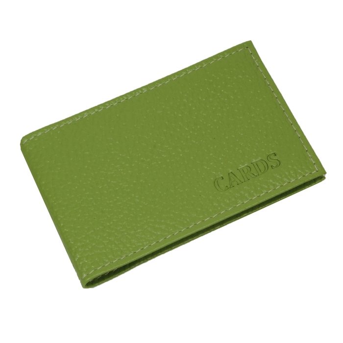 Визитница, без застёжки, натуральная кожа, 1 ряд, салат флотер