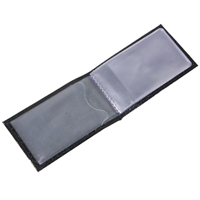 Визитница, без застёжки, натуральная кожа, 1 ряд, цвет чёрный кайман