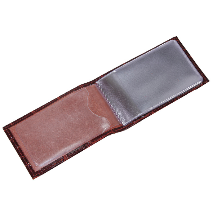 Визитница, без застёжки, натуральная кожа, 1 ряд, красный скат