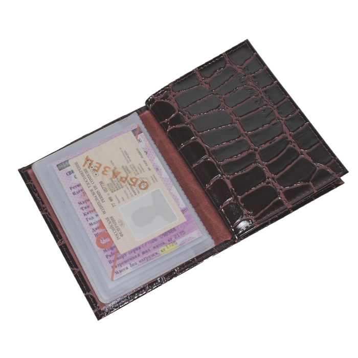 Обложка для автодокументов, отдел для паспорта, цвет бордовый