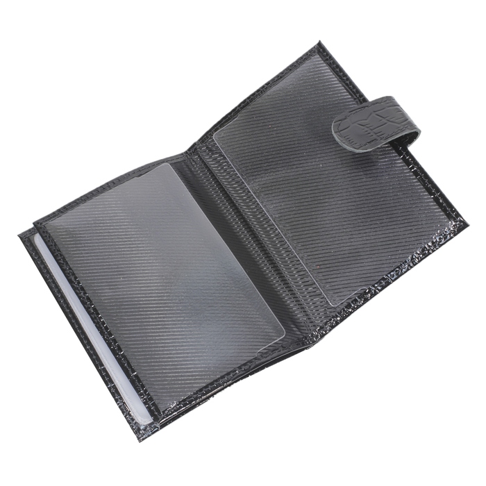 Обложка для автодокументов, отдел для паспорта, цвет чёрный