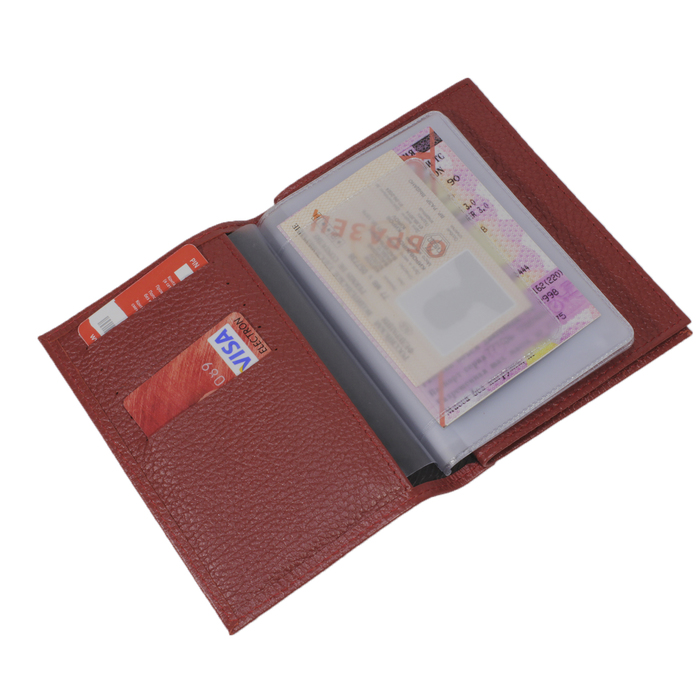 Обложка для автодокументов, отдел для паспорта, для кредитных карт, цвет красный