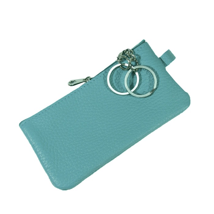 Ключница на молнии, цвет бирюзовый