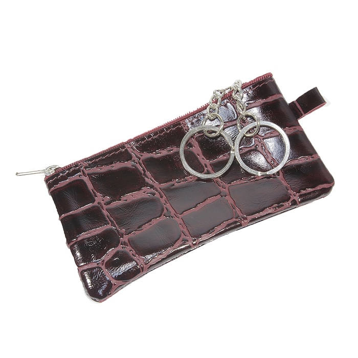 Ключница на молнии, цвет бордовый