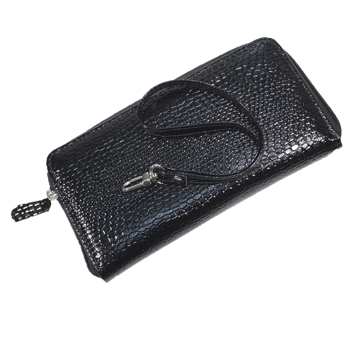 Кошелёк женский,молния, н/к, чёрная змея Пр951-201