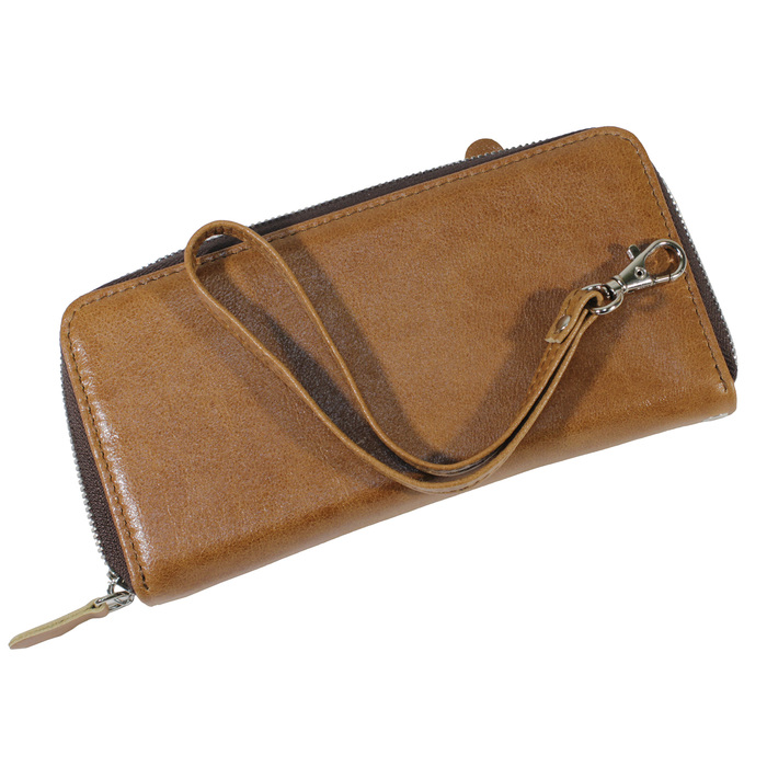 Кошелек женские кошельки,молния н/к, коричневый светлый крек Пр956-212