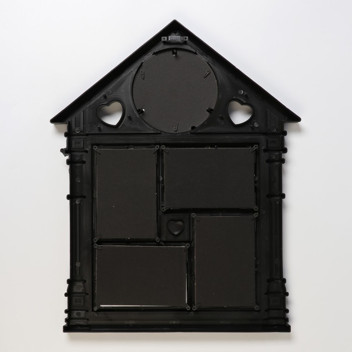 Фоторамка пластик на 5 фото 10х15, 13х13 см "Дом с колоннами" чёрная 51,5х41,5 см