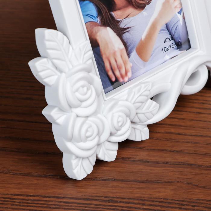 Фоторамка пластик на 2 фото 10х15 см "Любовь и розы" белая 20х33 см