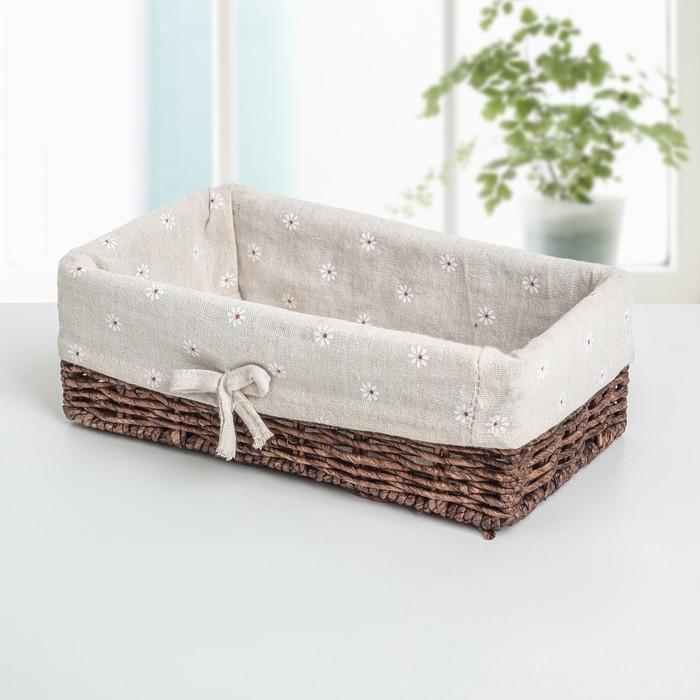 Корзина для хранения плетеная 29х17х9 см "Ромашки" большая