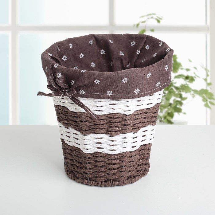 Корзина для хранения плетеная "Маргаритки" 27х27х25 см